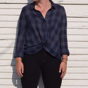 plaid twisted front top